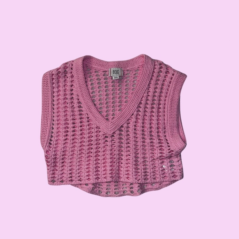 BDG Pink Cropped Knit Vest
